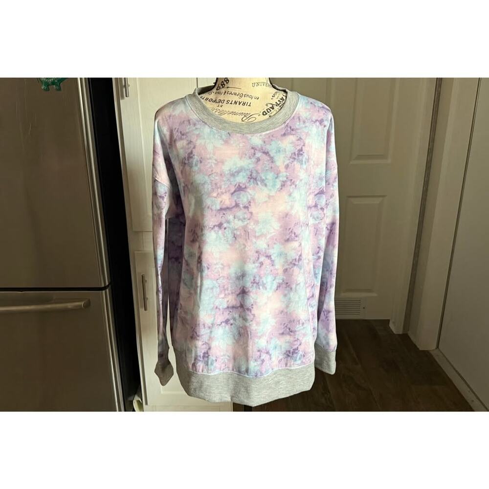 NWT Women’s Splendid Floral Tie-dye Purple Blue Long Sleeve Top Size Medium